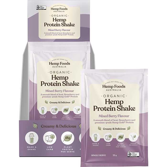 Hemp Foods Australia Organic Hemp Protein Shake Mixed Berry & Acai 7x35g