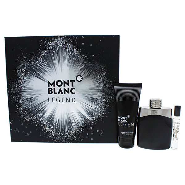 Mont Blanc Mont Blanc Legend For Men - 3 Pc Gift Set Eau De Toilette Spray 0.25oz Eau De Toilette Spray After Shave Balm 90ml/3.3oz