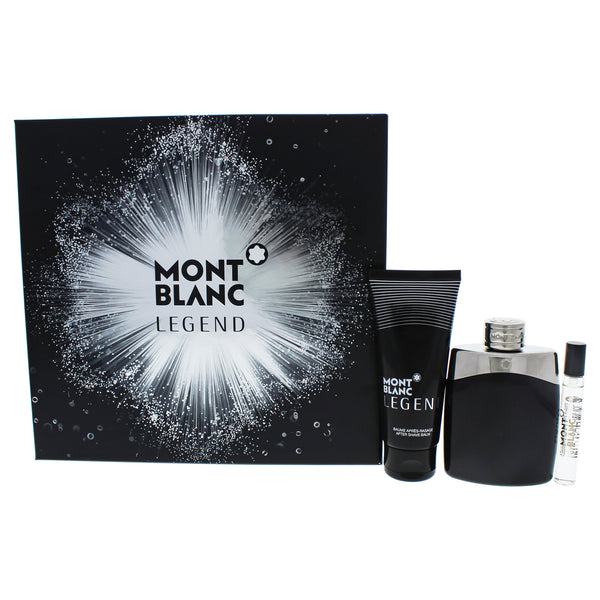 Mont Blanc Mont Blanc Legend by Mont Blanc for Men - 3 Pc Gift Set 3.3oz EDT Spray, 0.25oz EDT Spray, 3.3oz After Shave Balm