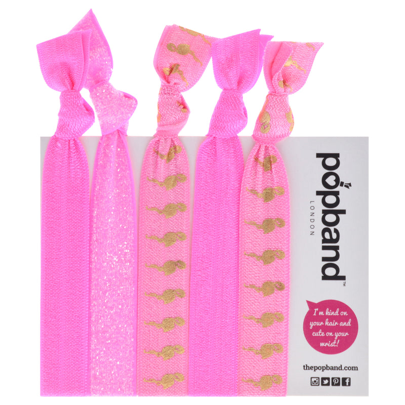 Popband Hair Tie - Flamingo by Popband for Women - 5 Pc Hair Bands