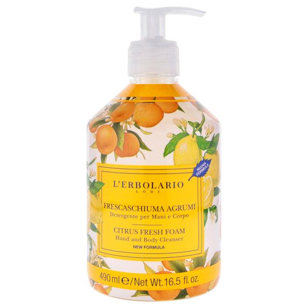 LErbolario Citrus Fresh Foam Hand and Body Cleanser by LErbolario for Unisex - 16.5 oz Cleanser