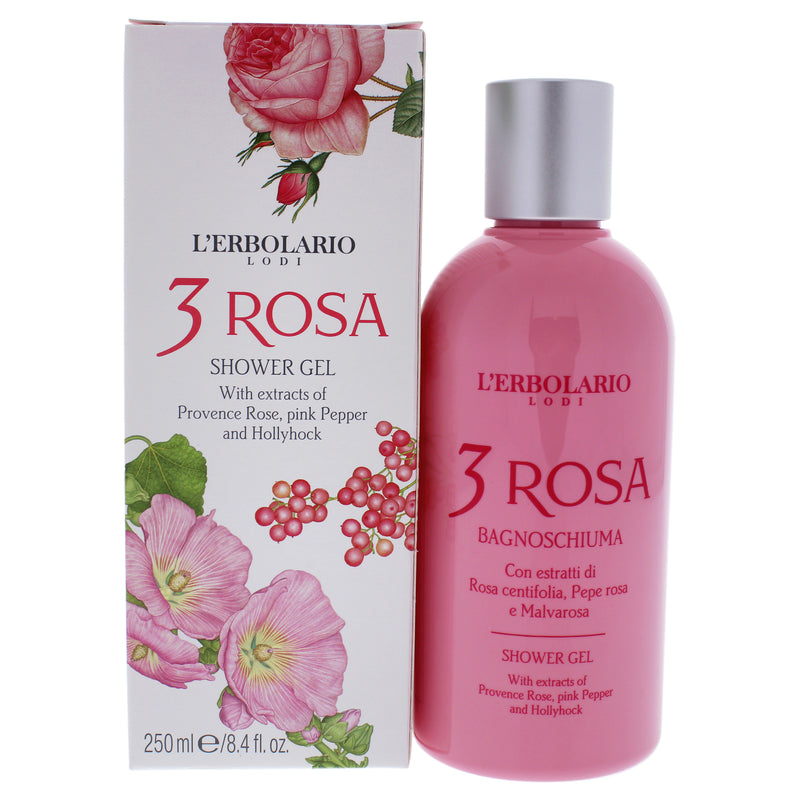 LErbolario Shower Gel - 3 Rosa by LErbolario for Women - 8.4 oz Shower Gel