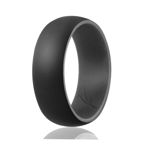 ROQ Silicone Wedding Ring - Duo Collection Dome Style - Grey-Black by ROQ for Men - 10 mm Ring