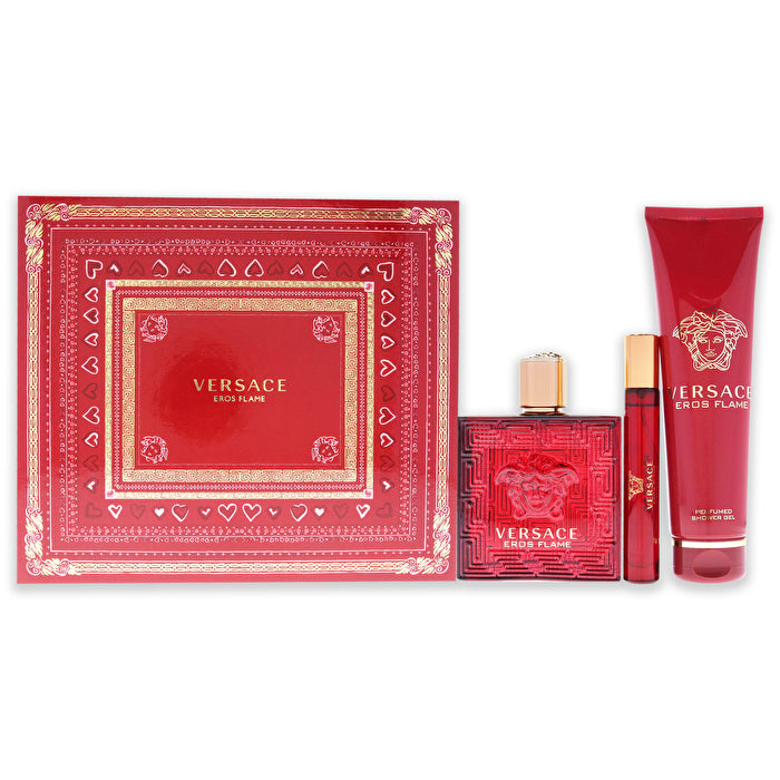 Versace Versace Eros Flame For Men - 3 Pc Gift Set Eau De Parfum Spray 9ml/0.3oz Eau De Parfum Spray 150ml/5.0oz Perfumed Shower Gel 100ml/3.4oz