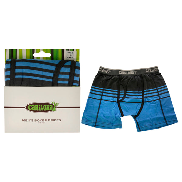 Bamboo Boxer Briefs - Caribbean Blue Stripe by Cariloha for Men - 1 Pc Boxer (S)