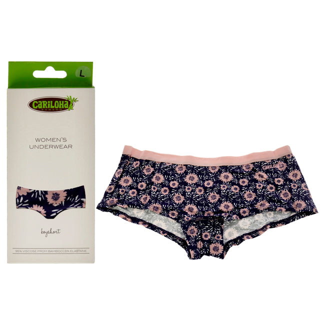 Bamboo Boyshort Briefs - Navy Floral by Cariloha for Women - 1 Pc Underwear (L)