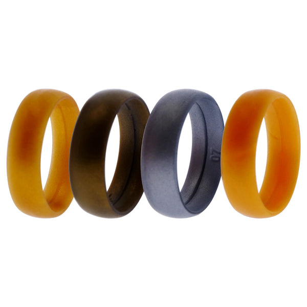 Silicone Wedding 6mm Smooth Ring Set - Metal by ROQ for Men - 4 x 7 mm Ring