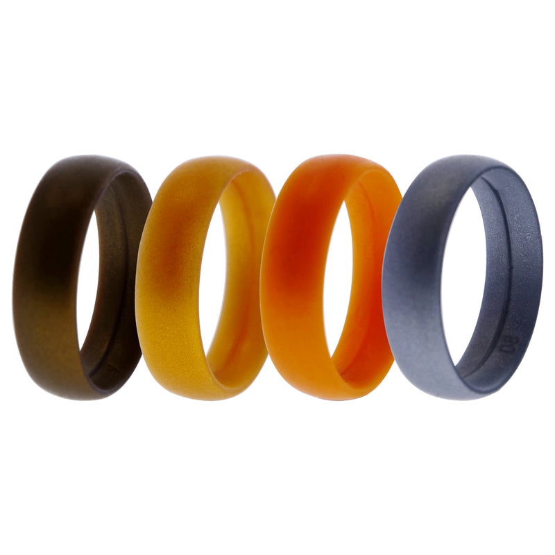 Silicone Wedding 6mm Smooth Ring Set - Metal by ROQ for Men - 4 x 8 mm Ring
