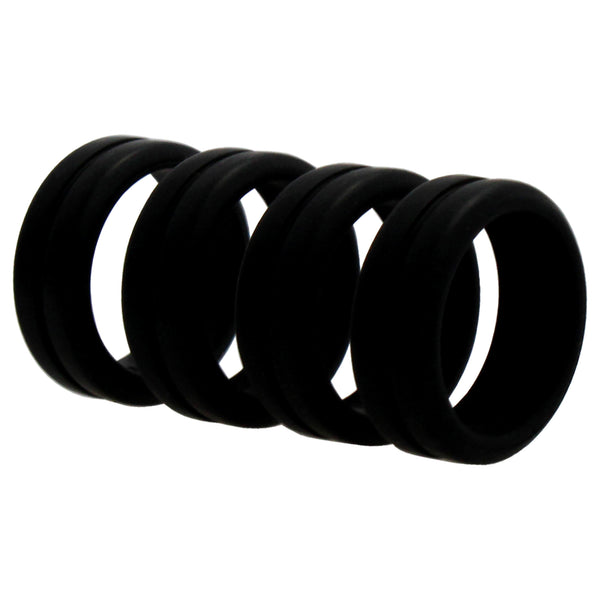 Silicone Wedding Middle Line Ring - Black by ROQ for Men - 7 mm Ring