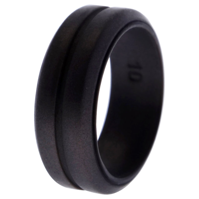 Silicone Wedding Middle Line Single Ring - Silver by ROQ for Men - 10 mm Ring