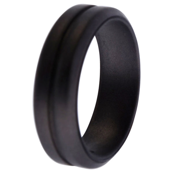 Silicone Wedding Middle Line Single Ring - Silver by ROQ for Men - 16 mm Ring