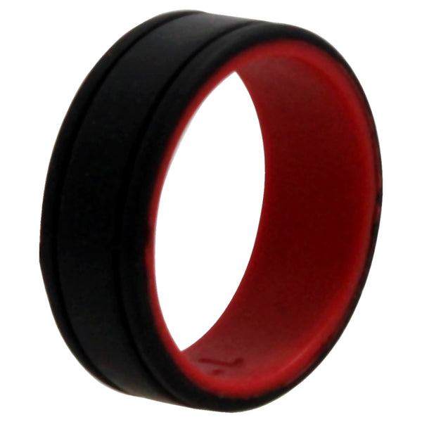 Silicone Wedding 2Layer Lines Ring - Red-Black by ROQ for Men - 12 mm Ring