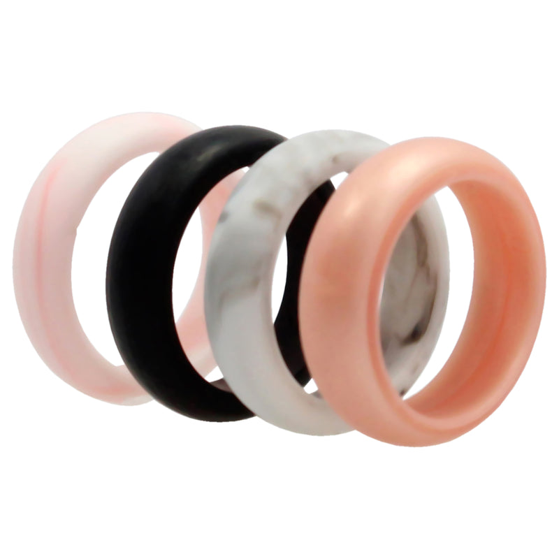 Silicone Wedding Ring Set - Marble by ROQ for Women - 4 x 5 mm Ring