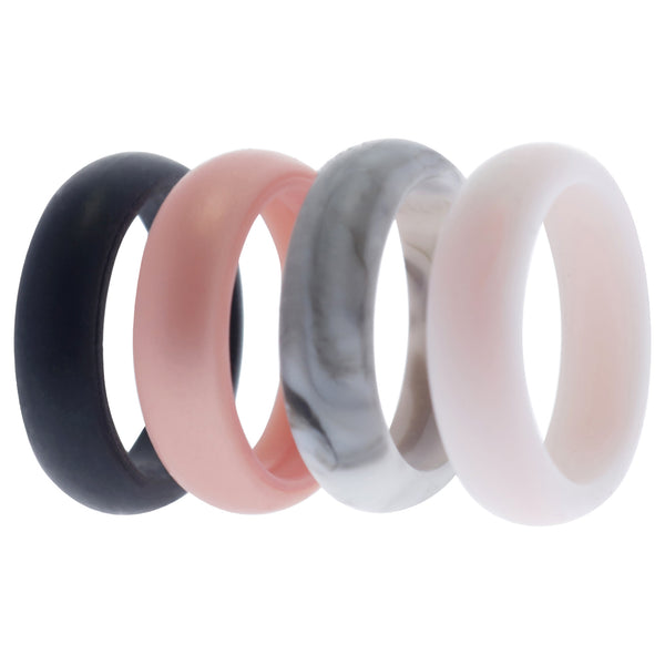 Silicone Wedding Ring Set - Marble by ROQ for Women - 4 x 6 mm Ring