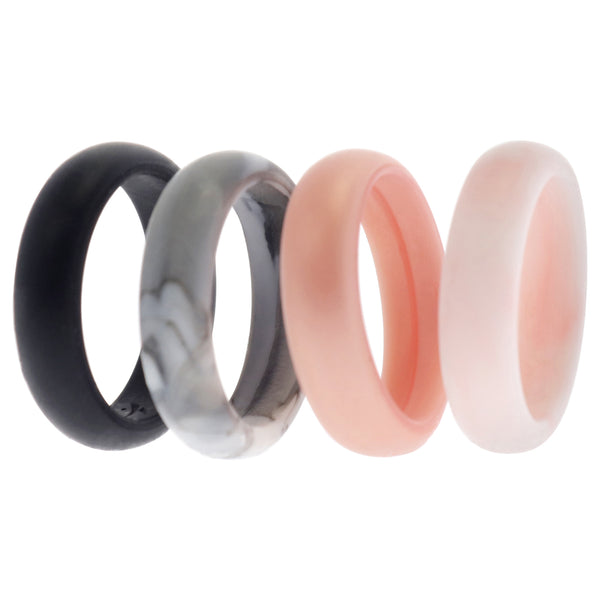 Silicone Wedding Ring Set - Marble by ROQ for Women - 4 x 7 mm Ring