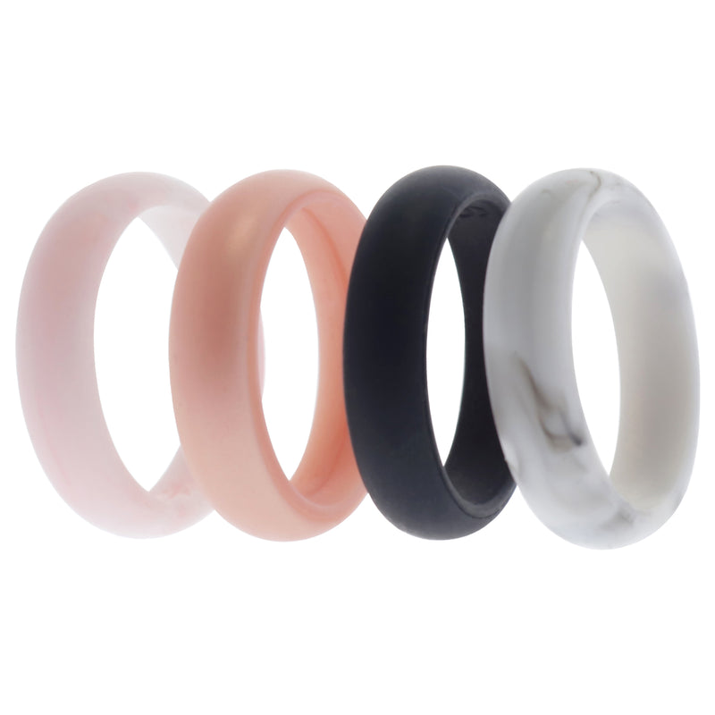 Silicone Wedding Ring Set - Marble by ROQ for Women - 4 x 9 mm Ring