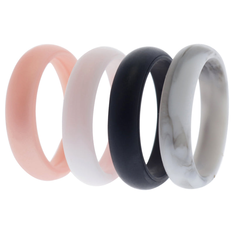 Silicone Wedding Ring Set - Marble by ROQ for Women - 4 x 10 mm Ring