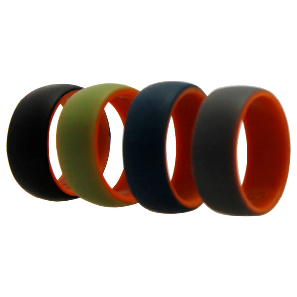 Silicone Wedding 2Layer Dome Ring Set - Orange by ROQ for Men - 4 x 9 mm Ring