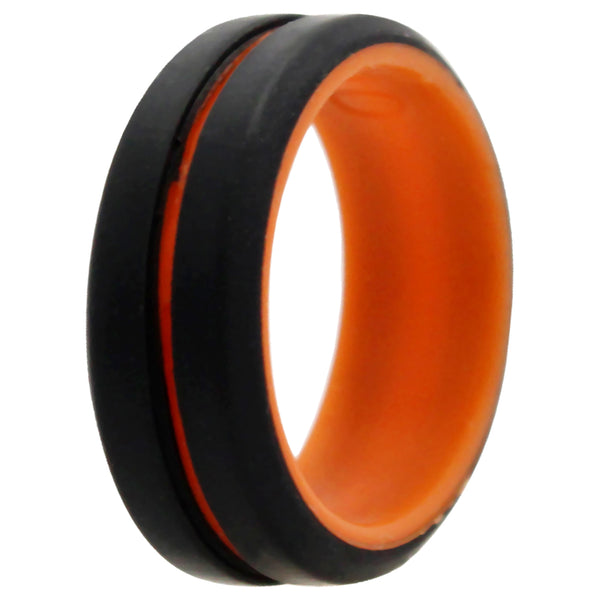 Silicone Wedding 2Layer Middle Line Ring - Orange-Black by ROQ for Men - 10 mm Ring