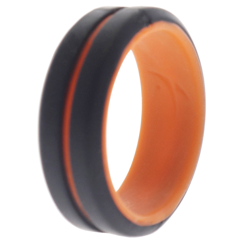 Silicone Wedding 2Layer Middle Line Ring - Orange-Black by ROQ for Men - 11 mm Ring
