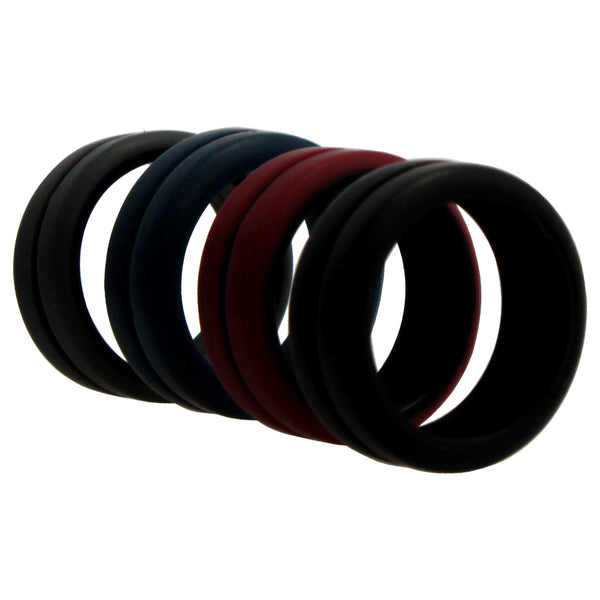 Silicone Wedding 2Layer Middle Line Ring Set - Bordeaux by ROQ for Men - 4 x 7 mm Ring