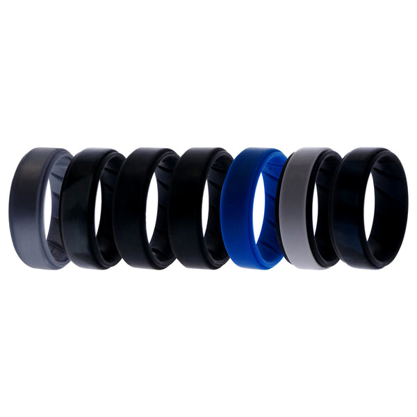 Silicone Wedding BR Step Ring Set - Metal by ROQ for Men - 7 x 11 mm Ring