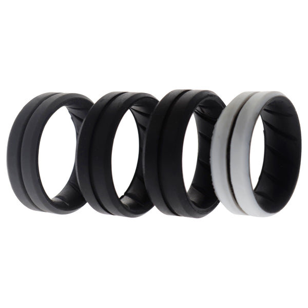 Silicone Wedding BR Middle Line Ring Set - Marble by ROQ for Men - 4 x 10 mm Ring