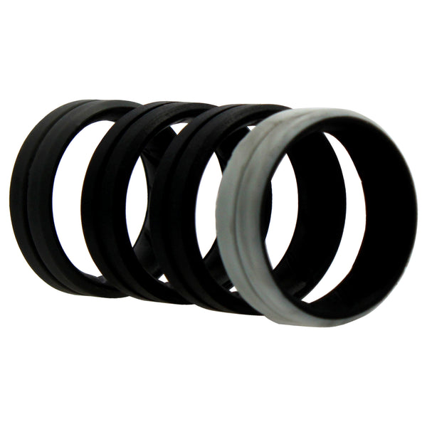 Silicone Wedding BR Middle Line Ring Set - Marble by ROQ for Men - 4 x 11 mm Ring