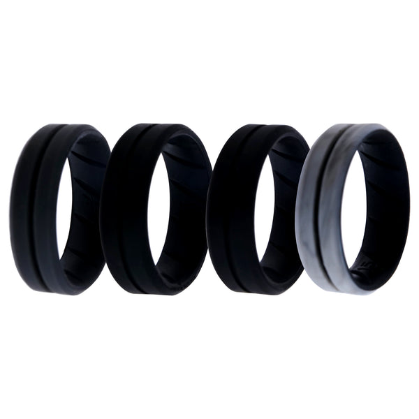 Silicone Wedding BR Middle Line Ring Set - Marble by ROQ for Men - 4 x 15 mm Ring