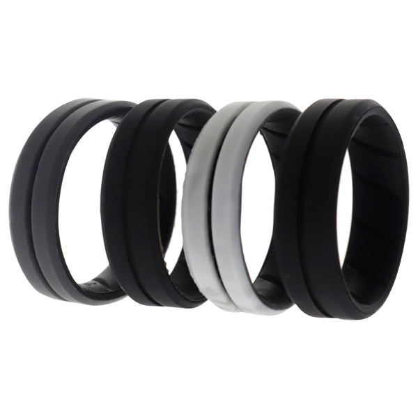 Silicone Wedding BR Middle Line Ring Set - Marble by ROQ for Men - 4 x 16 mm Ring