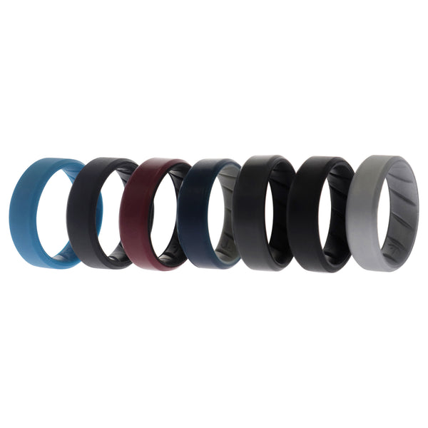 Silicone Wedding BR 8mm Edge Ring Set - Black by ROQ for Men - 7 x 12 mm Ring