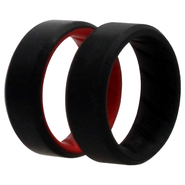 Silicone Wedding BR 8mm Edge Ring Set - Black-Red by ROQ for Men - 2 x 8 mm Ring