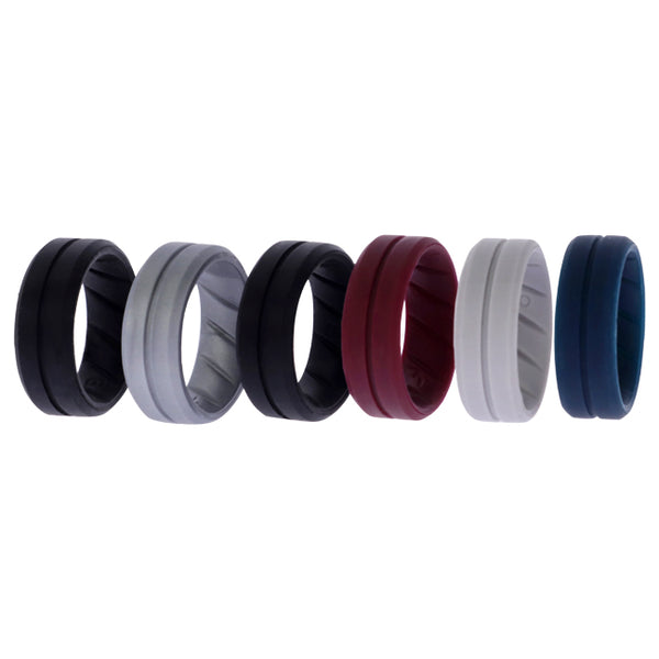 Silicone Wedding BR Middle Line Ring Set - Basic by ROQ for Men - 6 x 8 mm Ring