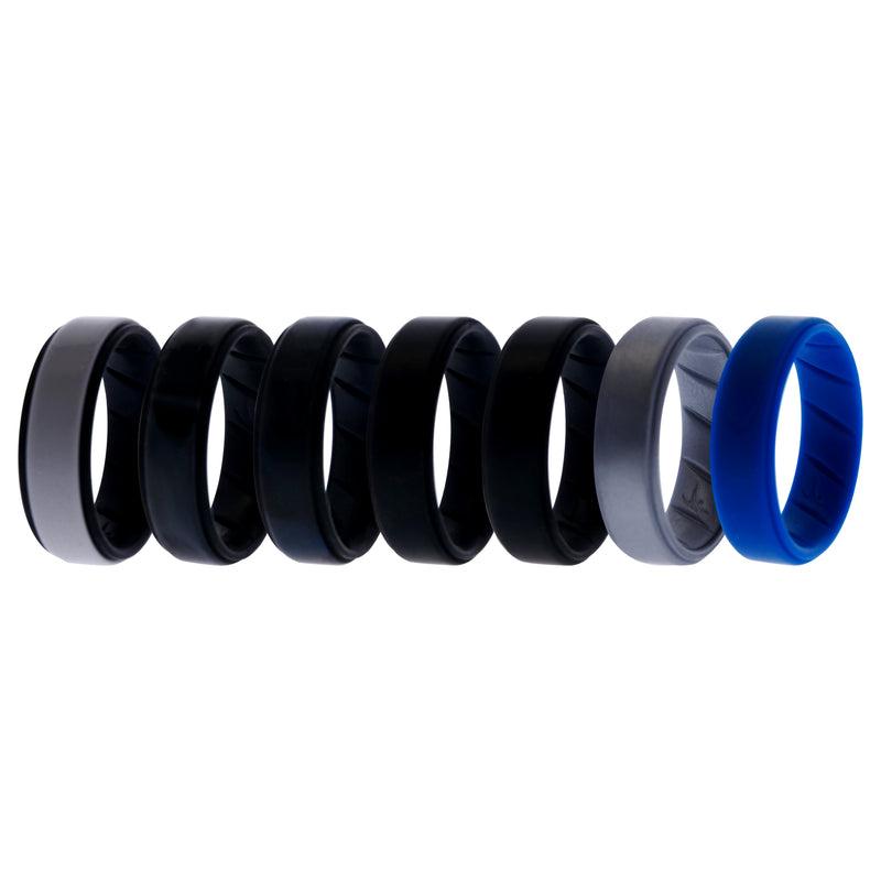 Silicone Wedding BR Step Ring Set - Basic-Metal by ROQ for Men - 7 x 13 mm Ring
