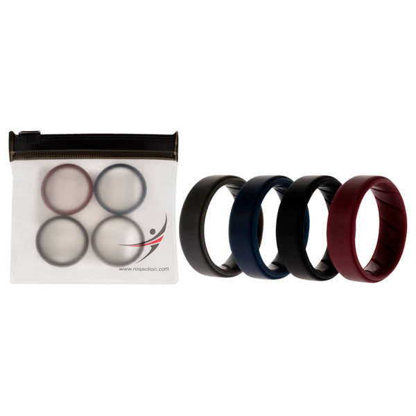 Silicone Wedding BR Step Ring Set - Basic-Bordo by ROQ for Men - 4 x 11 mm Ring