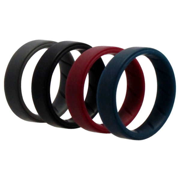 Silicone Wedding BR Step Ring Set - Basic-Bordo by ROQ for Men - 4 x 15 mm Ring