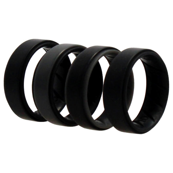 Silicone Wedding BR Step Ring Set - Black by ROQ for Men - 4 x 10 mm Ring