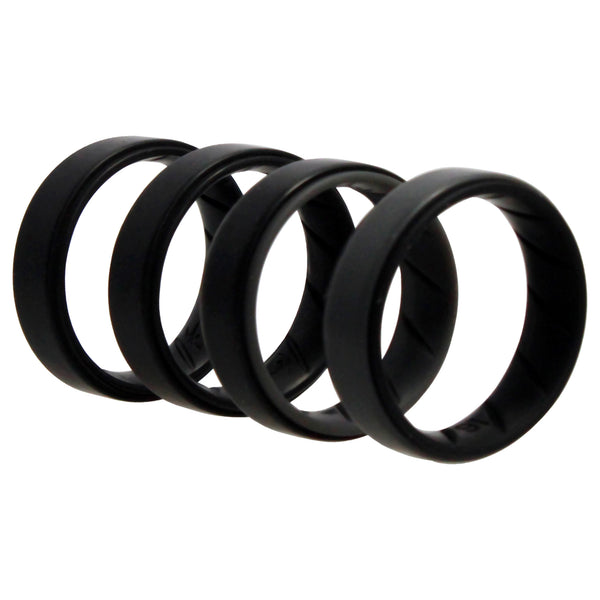 Silicone Wedding BR Step Ring Set - Black by ROQ for Men - 4 x 16 mm Ring