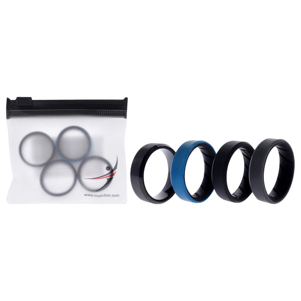 ROQ Silicone Wedding BR Twin 8mm Ring - Blue by ROQ for Men - 10 mm Ring