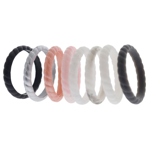 Silicone Wedding Stackble Braided Ring Set - MultiColor by ROQ for Women - 8 x 10 mm Ring