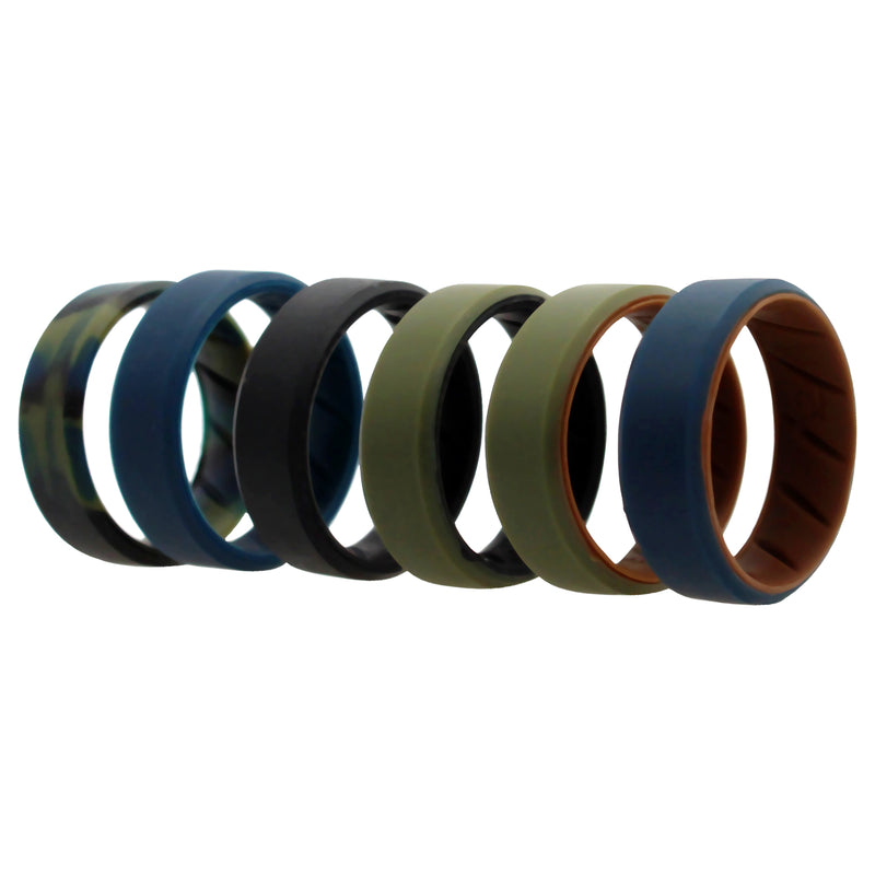 Silicone Wedding BR 8mm Edge Ring Set - Brown by ROQ for Men - 6 x 12 mm Ring