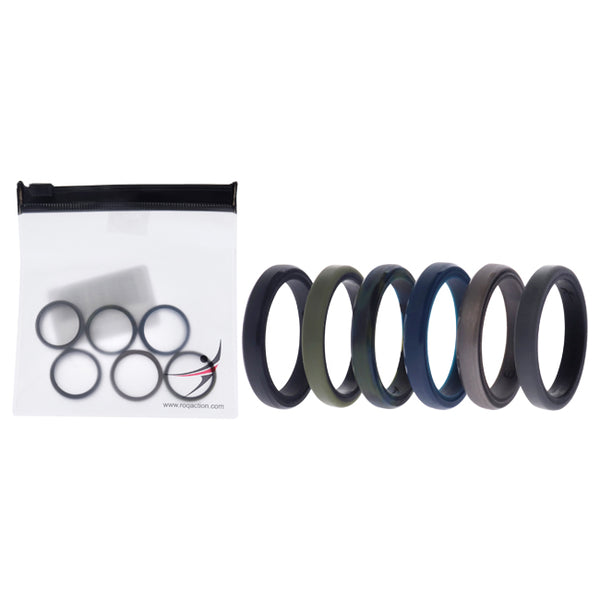Silicone Wedding 6mm Brush 2Layer Ring Set - Camo by ROQ for Men - 6 x 9 mm Ring