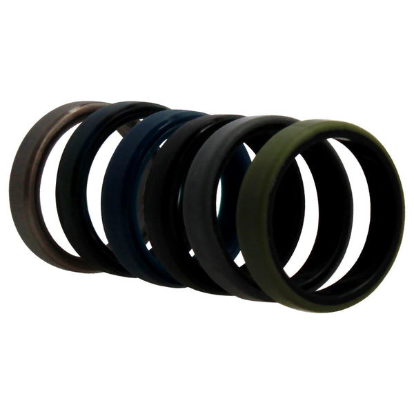 Silicone Wedding 6mm Brush 2Layer Ring Set - Camo by ROQ for Men - 6 x 13 mm Ring