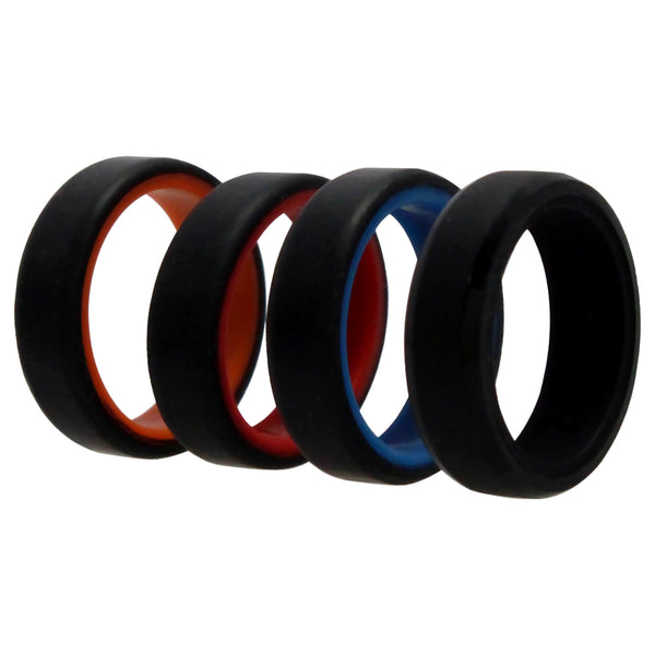 Silicone Wedding 6mm Brush 2Layer Ring Set - MultiColor by ROQ for Men - 4 x 7 mm Ring