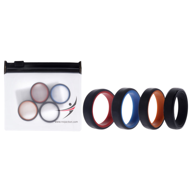 ROQ Silicone Wedding 6mm Brush 2Layer Ring Set - MultiColor by ROQ for Men - 4 x 8 mm Ring