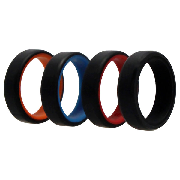 Silicone Wedding 6mm Brush 2Layer Ring Set - MultiColor by ROQ for Men - 4 x 9 mm Ring