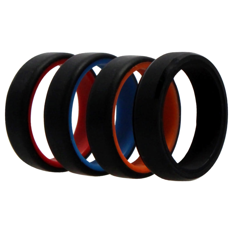 Silicone Wedding 6mm Brush 2Layer Ring Set - MultiColor by ROQ for Men - 4 x 10 mm Ring