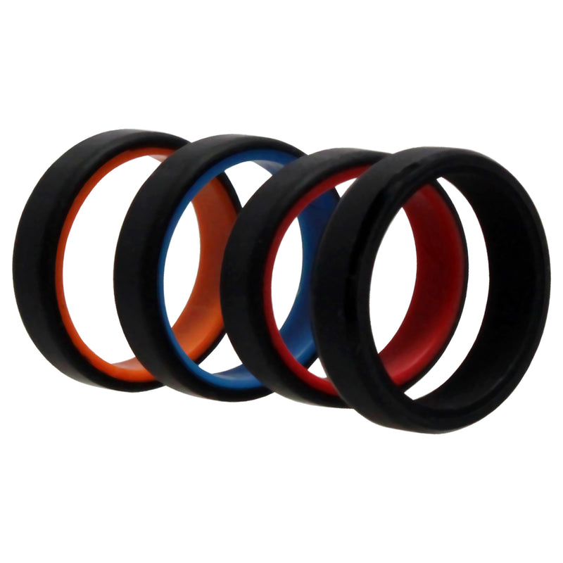 Silicone Wedding 6mm Brush 2Layer Ring Set - MultiColor by ROQ for Men - 4 x 12 mm Ring