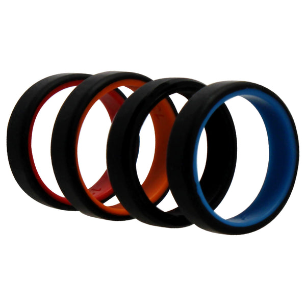 Silicone Wedding 6mm Brush 2Layer Ring Set - MultiColor by ROQ for Men - 4 x 13 mm Ring