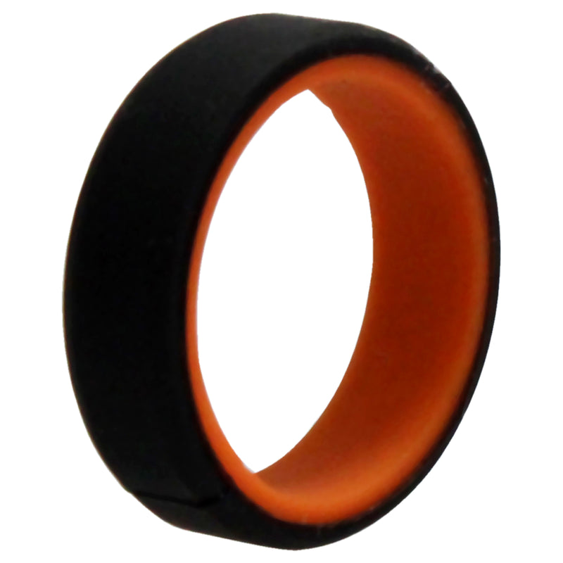 Silicone Wedding 6mm Brush 2Layer Ring - Orange-Black by ROQ for Men - 7 mm Ring
